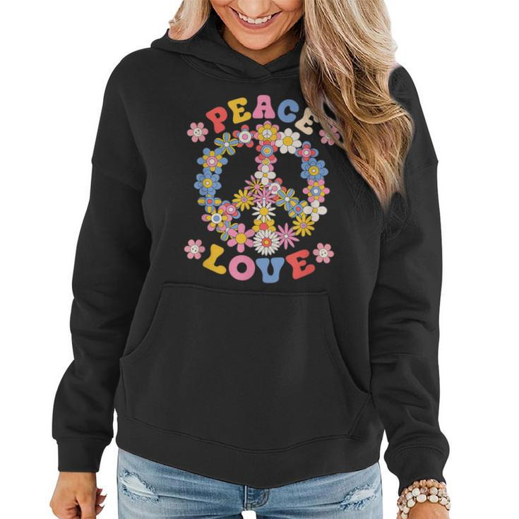 Peace Sign Love 60S 70S Hippie Costume Flowers Girls Women Hoodie