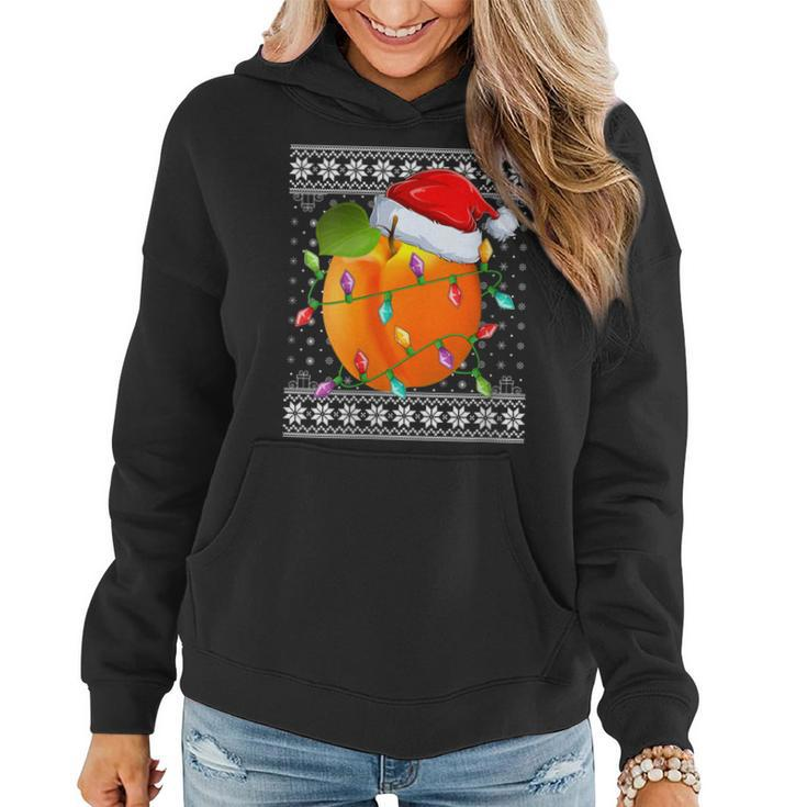 Peaches Xmas Ugly Sweater Santa Lighting Peaches Christmas Women Hoodie