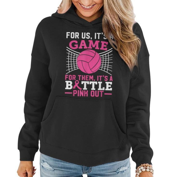 Pink Out Breast Cancer Volleyball Ball Lover N Girl Women Hoodie