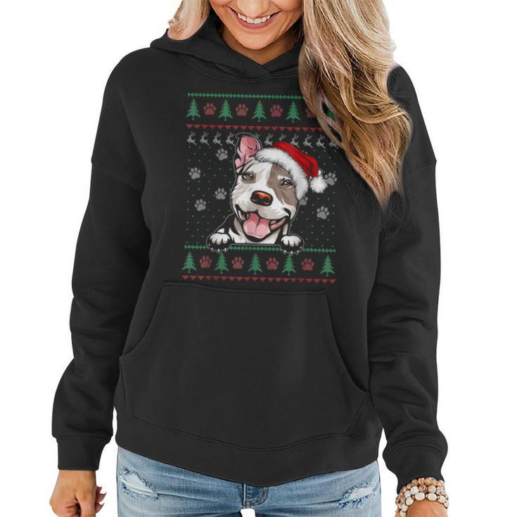 Pitbull Christmas Ugly Sweater Pit Bull Lover Xmas Women Hoodie