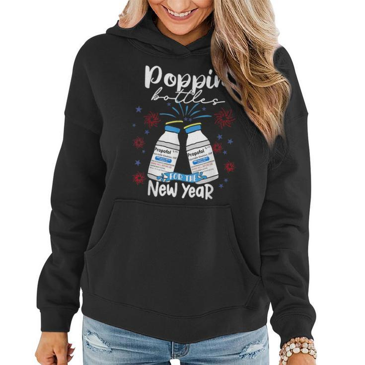 Poppin Bottles For The New Year Icu Nurse New Year Eve 2023 Women Hoodie