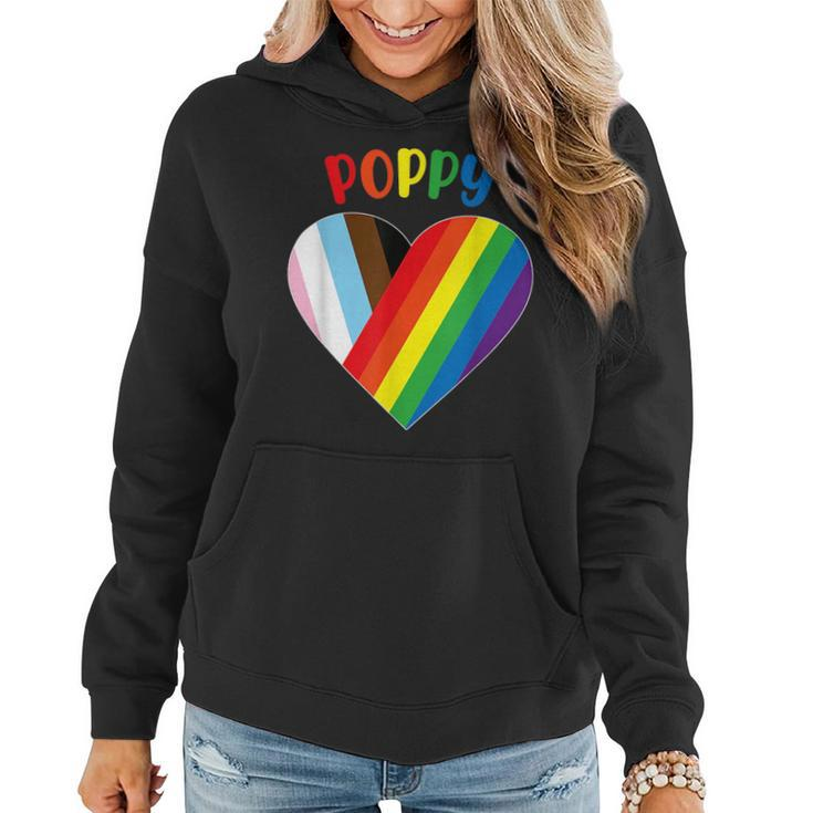 Poppy Lgbt Flag Heart Gay Pride Month Lgbtq Rainbow  Women Hoodie