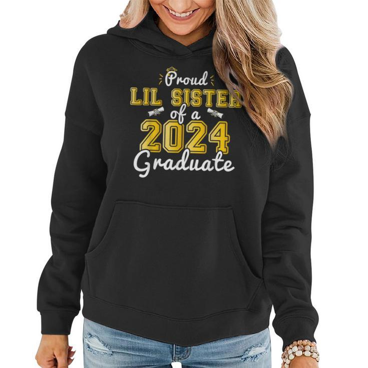 Proud Lil Sister Of A 2024 Graduate Senior 24 Graduation Women Hoodie