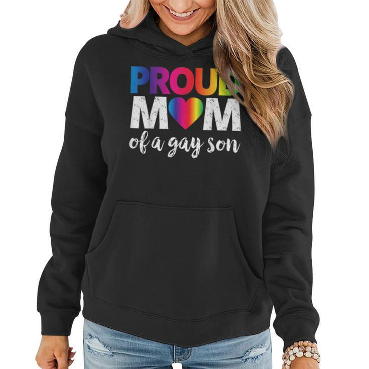 Proud Mom Of A Gay Son  Lgbt Pride Month Rainbow Flag Women Hoodie