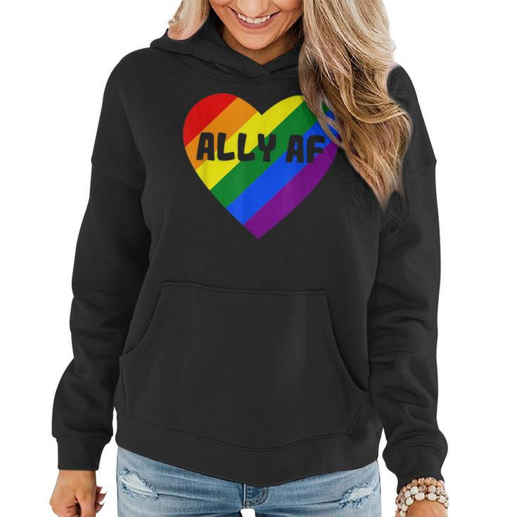 Proud Straight Ally Af Rainbow Heart Gay Pride Lgbtq Allies  Women Hoodie