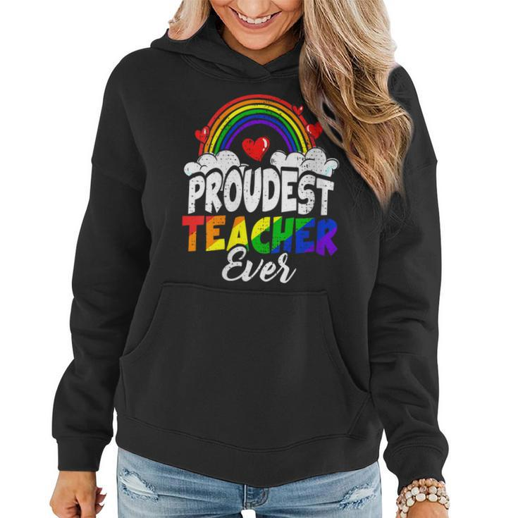Proud Teacher Gay Pride Month Teaching Rainbow Flag Lgbtq  Women Hoodie