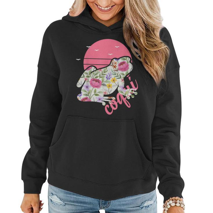 Puerto Rico Coqui Frog Floral Graphic  Women Hoodie