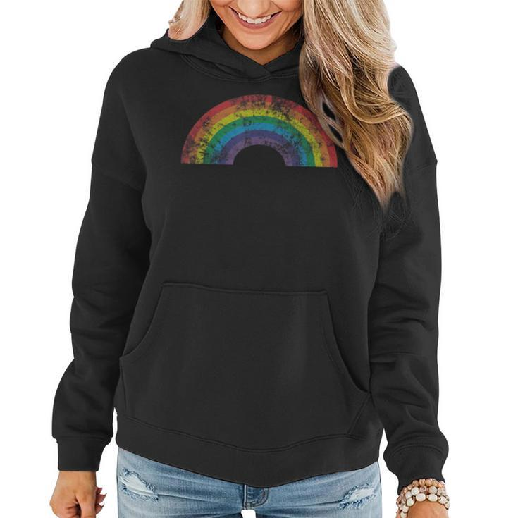 Rainbow Vintage Retro 60S 70S 80S Style Gay Pride Gift Pride Month Funny Designs Funny Gifts Women Hoodie