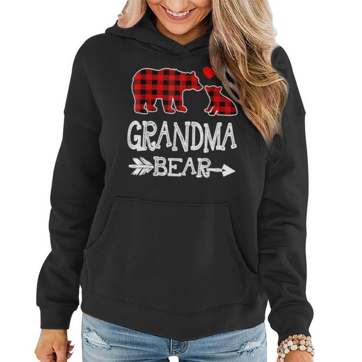 Red Plaid Grandma Bear Christmas Pajama Matching Family Women Hoodie