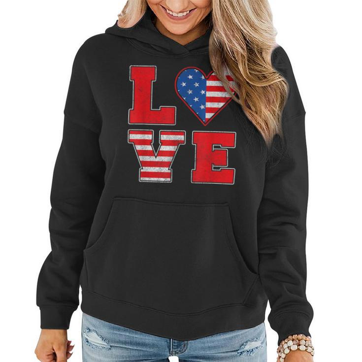 Red White And Blue For Love American Flag Women Hoodie