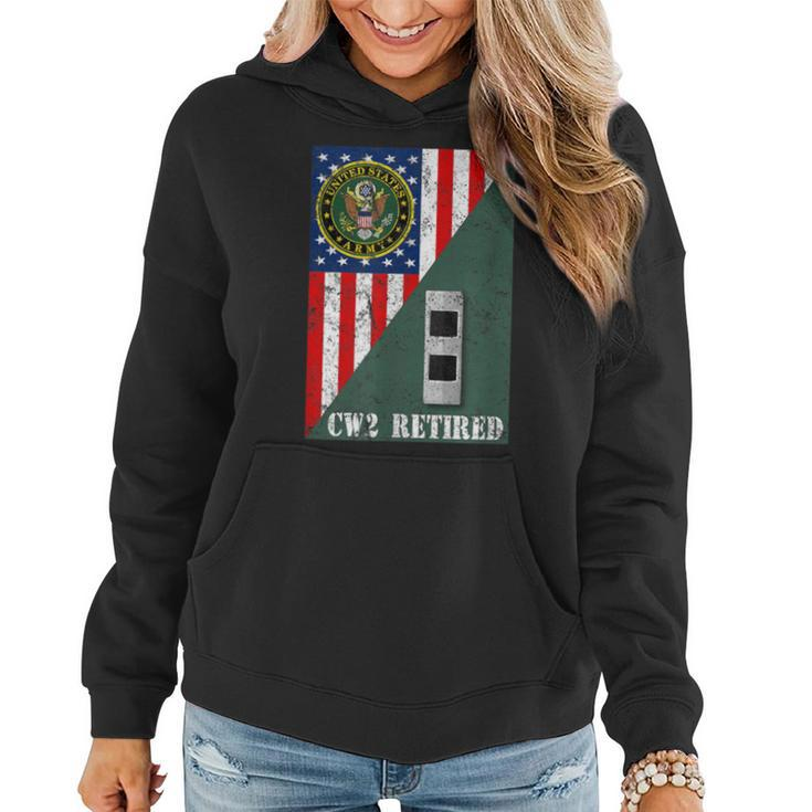 Retired Army Chief Warrant Officer Two Cw2 Half Rank & Flag Women Hoodie