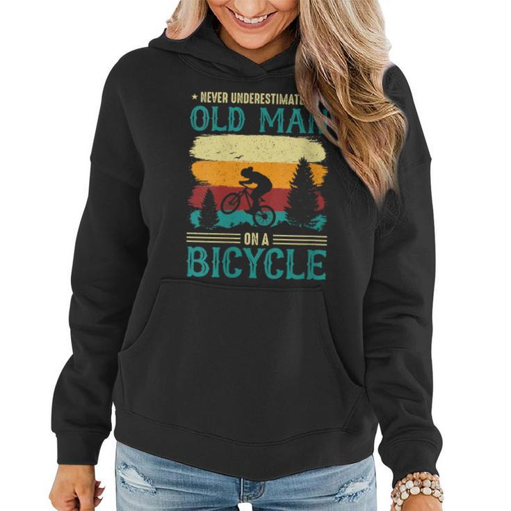Retired Biker Never Underestimate An Old Man On A Bicycle Women Hoodie