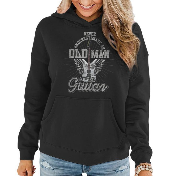 Retired Never Underestimate An Old Man With A Guitar Women Hoodie