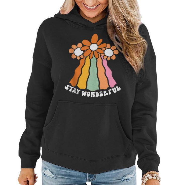 Retro Flower Power Swirl Rainbow 60S 70S Stay Wonderful  70S Vintage Designs Funny Gifts Women Hoodie