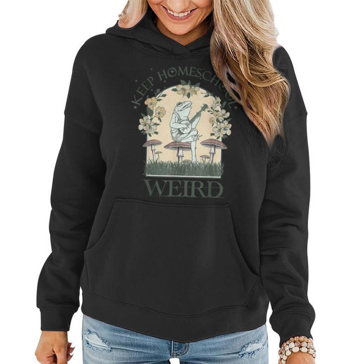 Retro Keep Homeschool Weird Mom Frog Mama Cottagecore Women Hoodie