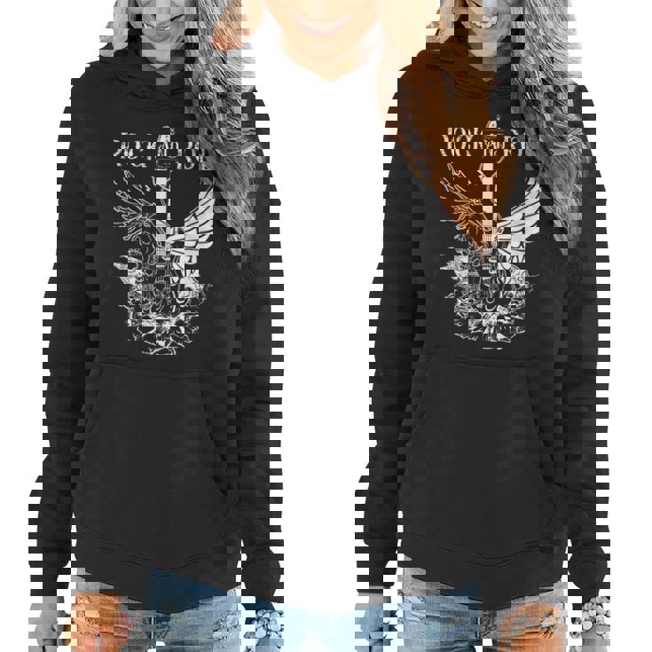 Rock And Roll Musical Instrument Guitar  Women Hoodie
