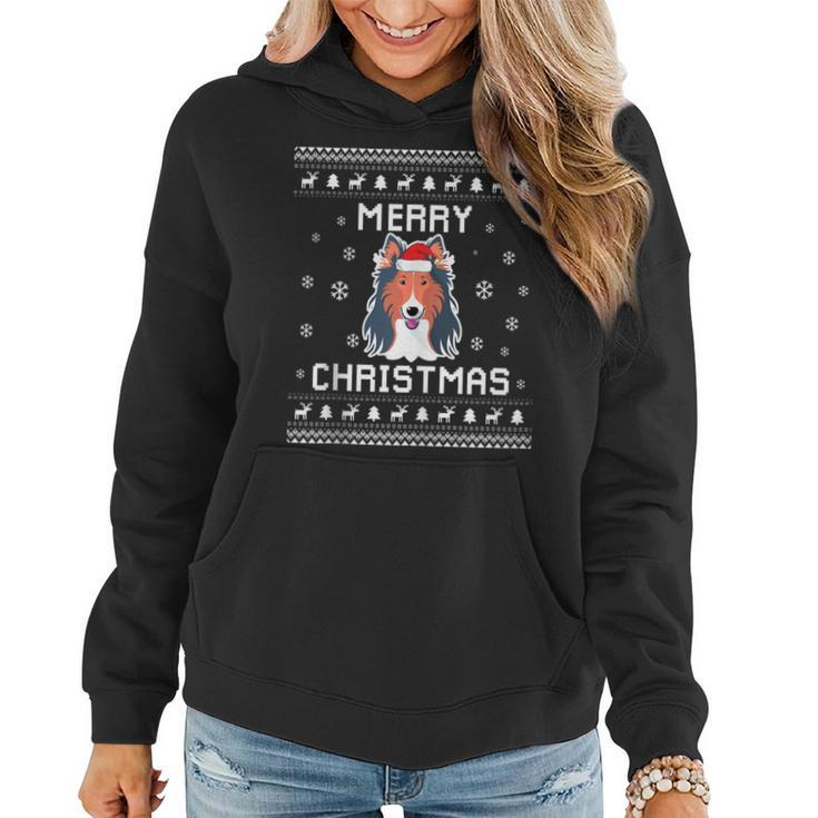 Rough Collie Dog Owner Ugly Christmas Sweater For Holidays Women Hoodie