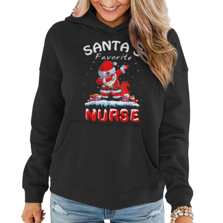 Santa's Favorite Nurse Christmas Dabbing Santa Women Hoodie