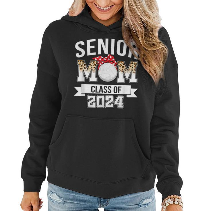 Senior Mom 2024 Volleyball Class Of 2024 Leopard Graduation Women Hoodie