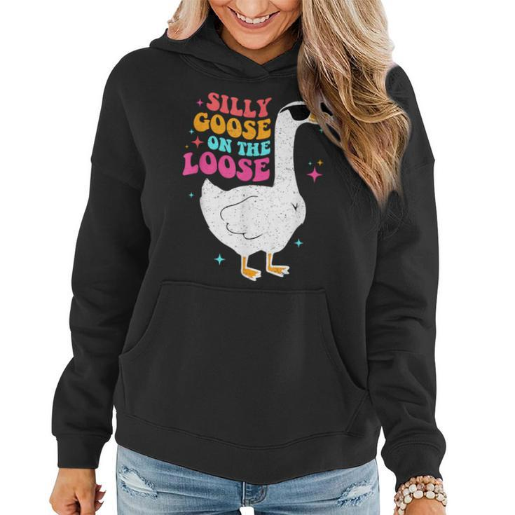 Silly Goose On The Loose Retro Vintage Groovy Women Hoodie