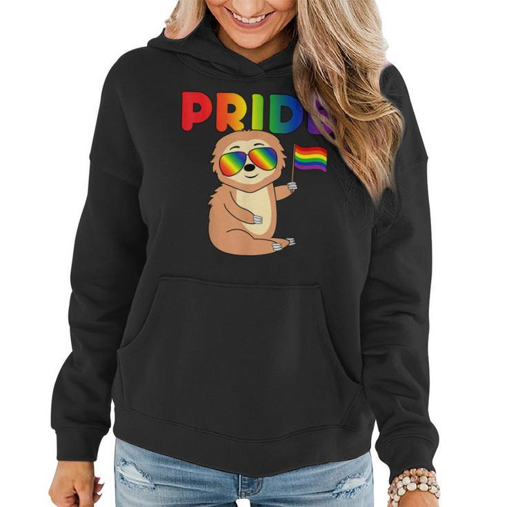 Sloth Gay Pride Rainbow Flag Proud Lgbtq Cool Lgbt Ally Women Hoodie
