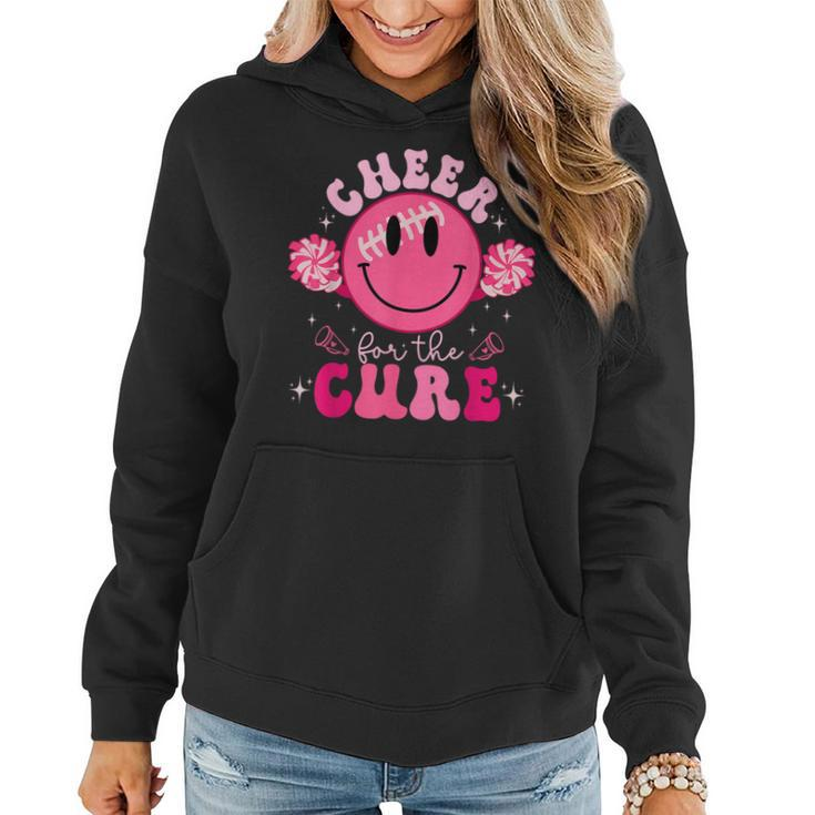 Smile Face Cheer For A Cure Cheerleading Breast Cancer Mom Women Hoodie