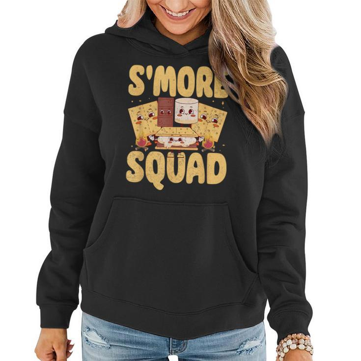 Smore Squad Groovy S'more Chocolate Marshmallow Camping Team Women Hoodie