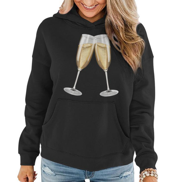 Sparkling Wine Champagne Glasses Toast D010-0645B Women Hoodie