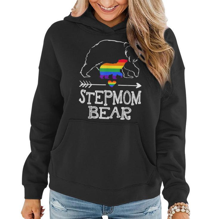 Stepmom Bear Proud Mom Rainbow Flag Lgbt Pride  Women Hoodie