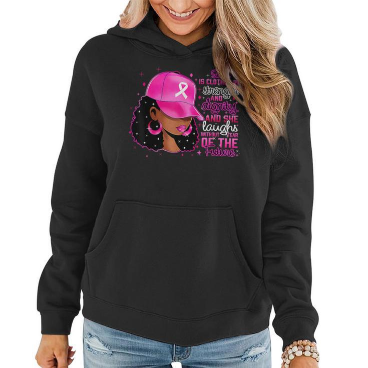 Strong Girls Afro Black Woman Pink Ribbon Breast Cancer Women Hoodie
