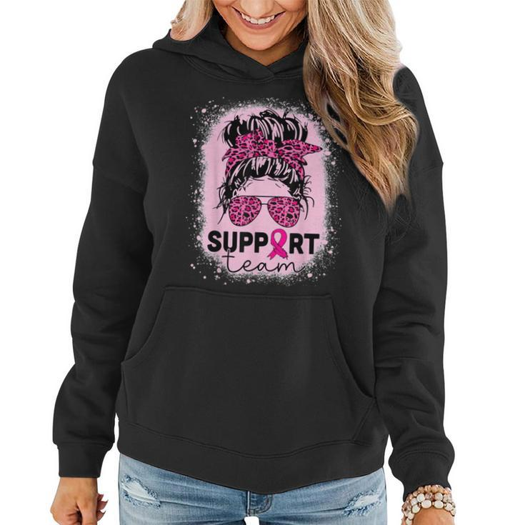 Support Squad Messy Bun Breast Cancer Awareness Pink Ribbon Women Hoodie