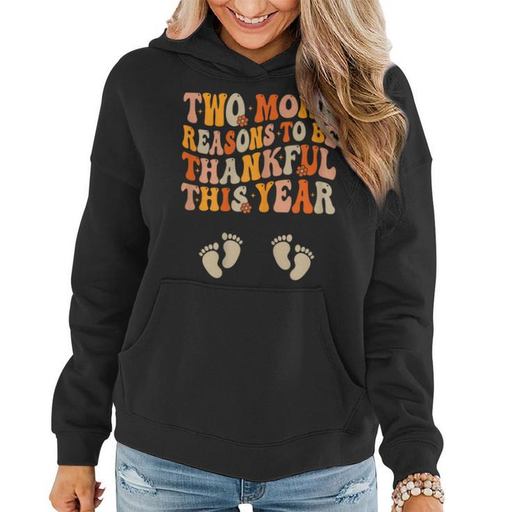 Thanksgiving Twin Pregnancy Announcement Fall Baby Reveal Women Hoodie
