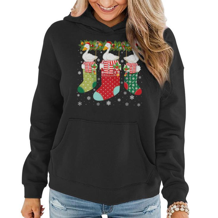 Three Goose In Socks Ugly Christmas Sweater Party Women Hoodie