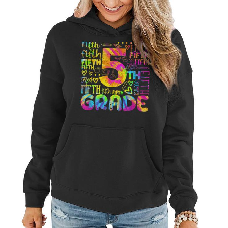 Tie Dye 5Th Grade Typography Team Fifth Grade Teacher  Women Hoodie