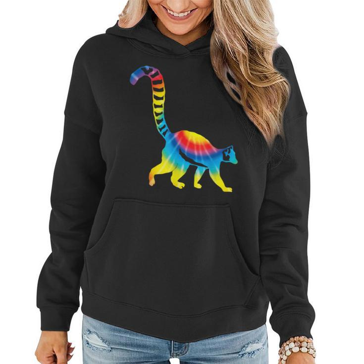Tie Dye Indri Rainbow Print Lemur Animal Hippie Peace Women Hoodie