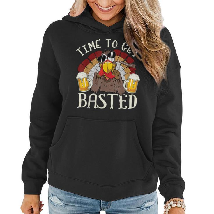 Time To Get Basted Beer Costume Let's Get Adult Turkey Women Hoodie