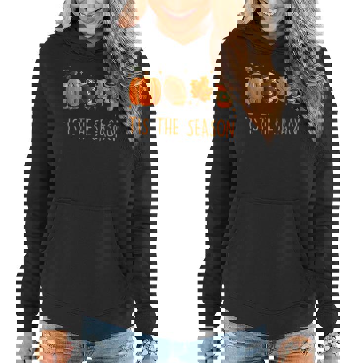 Tis The Season Autumn Football Pumpkin Leaves Funny Boy Girl Women Hoodie
