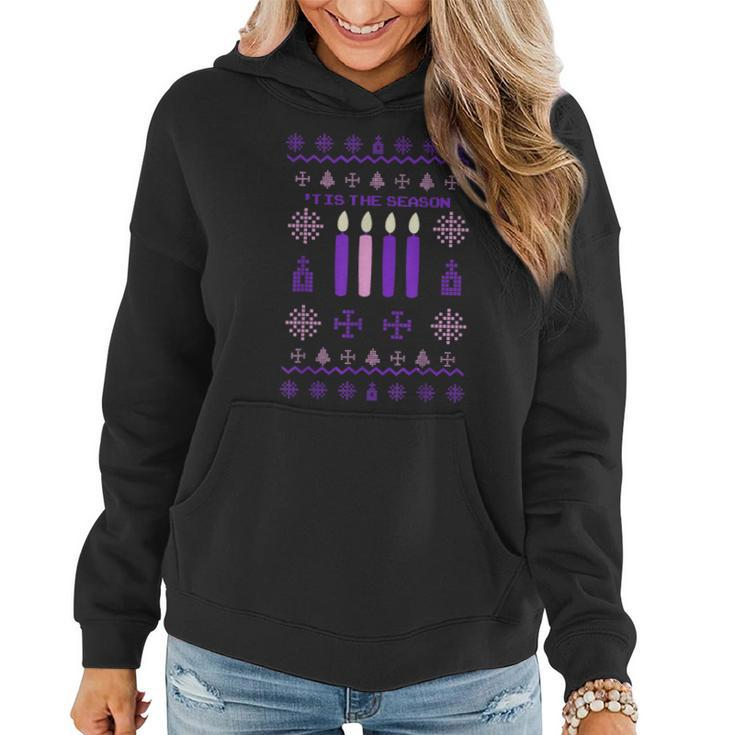 Tis The Season Ugly Sweater Christmas Xmas Advent Catholic Women Hoodie