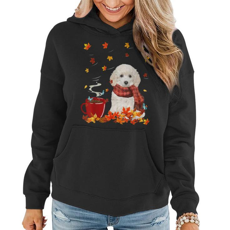 Toy Poodle Fall Red Scarf Autumn Leaf For Dog Lover Women Hoodie