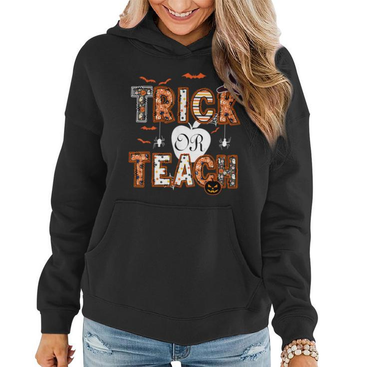 Trick Or Teach Retro Halloween Teacher Costume Women Hoodie