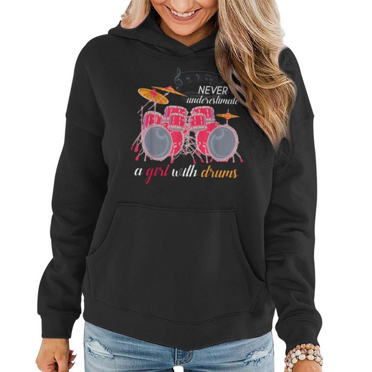 Never Underestimate A Girl With Drums Music Drummer Women Hoodie