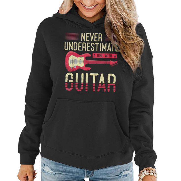 Never Underestimate A Girl With A Guitar Guitar Player Women Hoodie