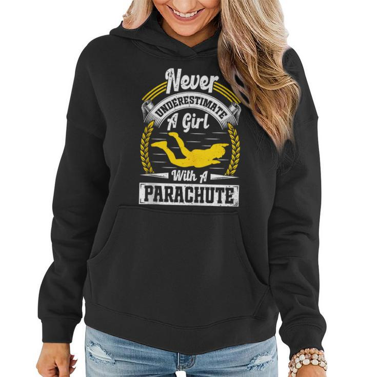 Never Underestimate A Girl With A Parachute Skydiving Women Hoodie