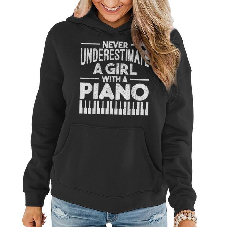 Never Underestimate A Girl With A Piano Pianist Musician Women Hoodie