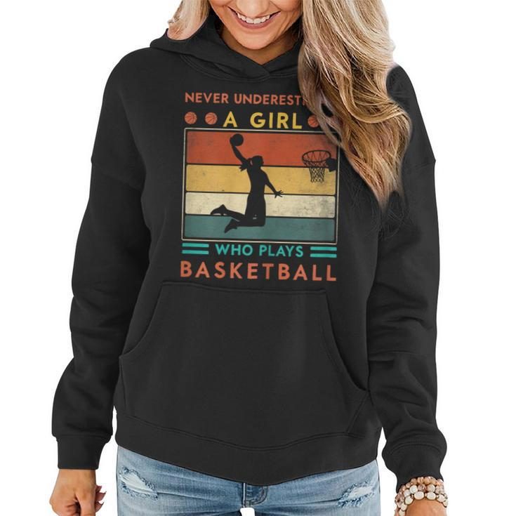 Never Underestimate A Girl Who Plays Basketball Girls Women Hoodie