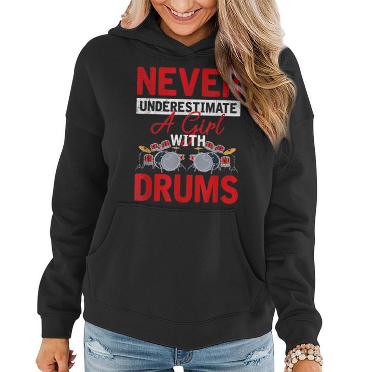 Never Underestimate A Girls With Drums Women Hoodie