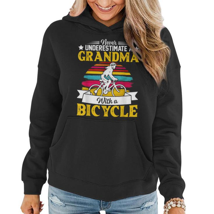 Never Underestimate A Grandma With A Bicycle Vintage Women Hoodie