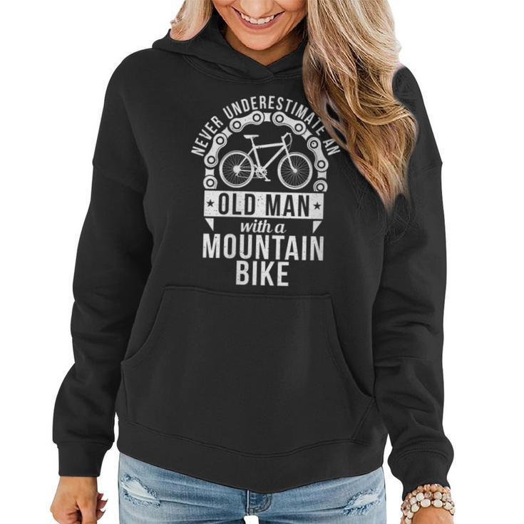 Never Underestimate An Old Man With A Bike Cyclist Women Hoodie