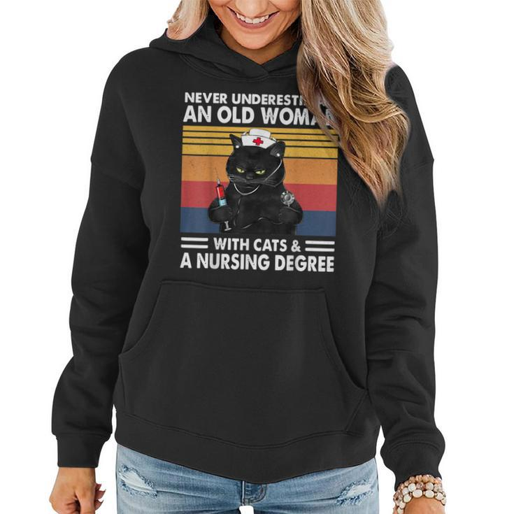 Never Underestimate An Old Woman With Cats And Nursing Women Hoodie