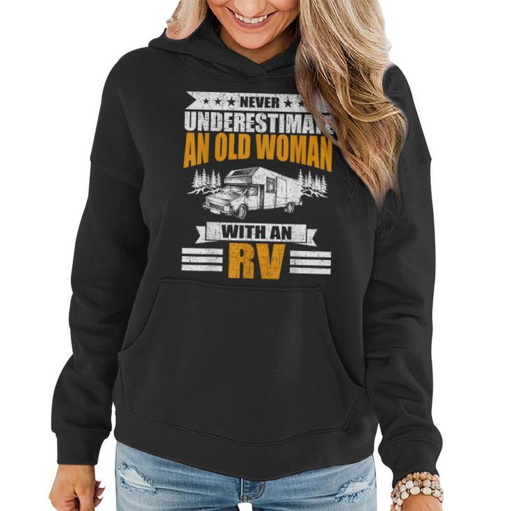 Never Underestimate An Old Woman With An Rv Camping Women Hoodie